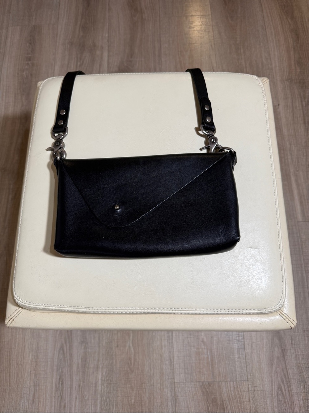 Dean Accessories Black Leather Envelope Crossbody Bag — Handmade LA
